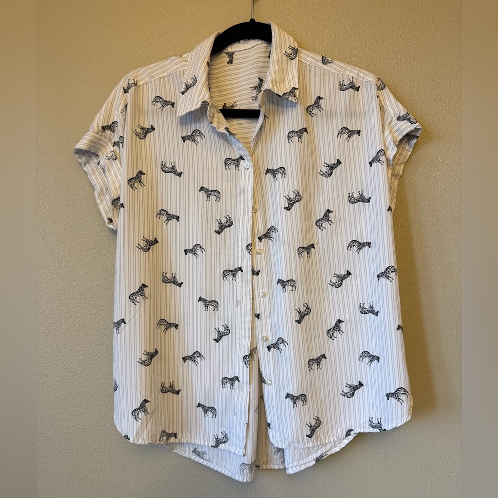 Jane and Delancey White Zebra Print Blouse